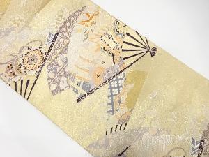 扇に御所車・花模様織り出し袋帯